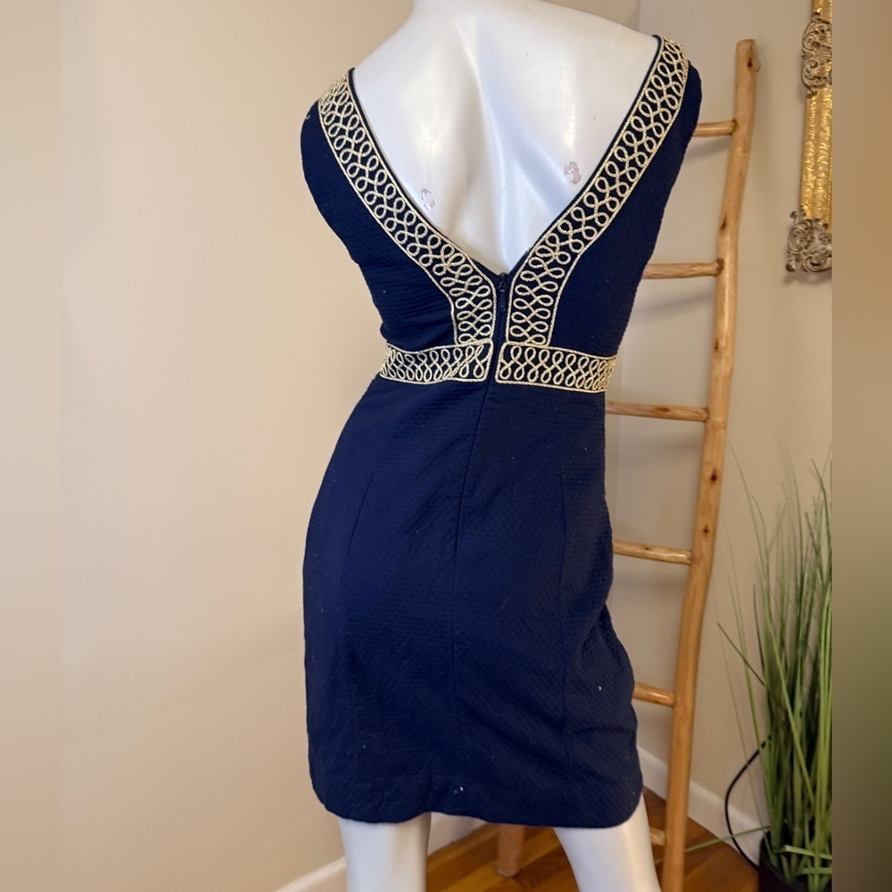 Lilly Pulitzer Women's Aveline Shift, True Navy & Gold 0 - Picture 5 of 6